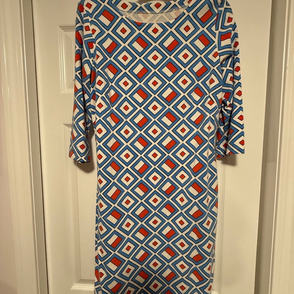 MAHI GOLD Blue and Orange Sheath Dress 3/4 Sleeve